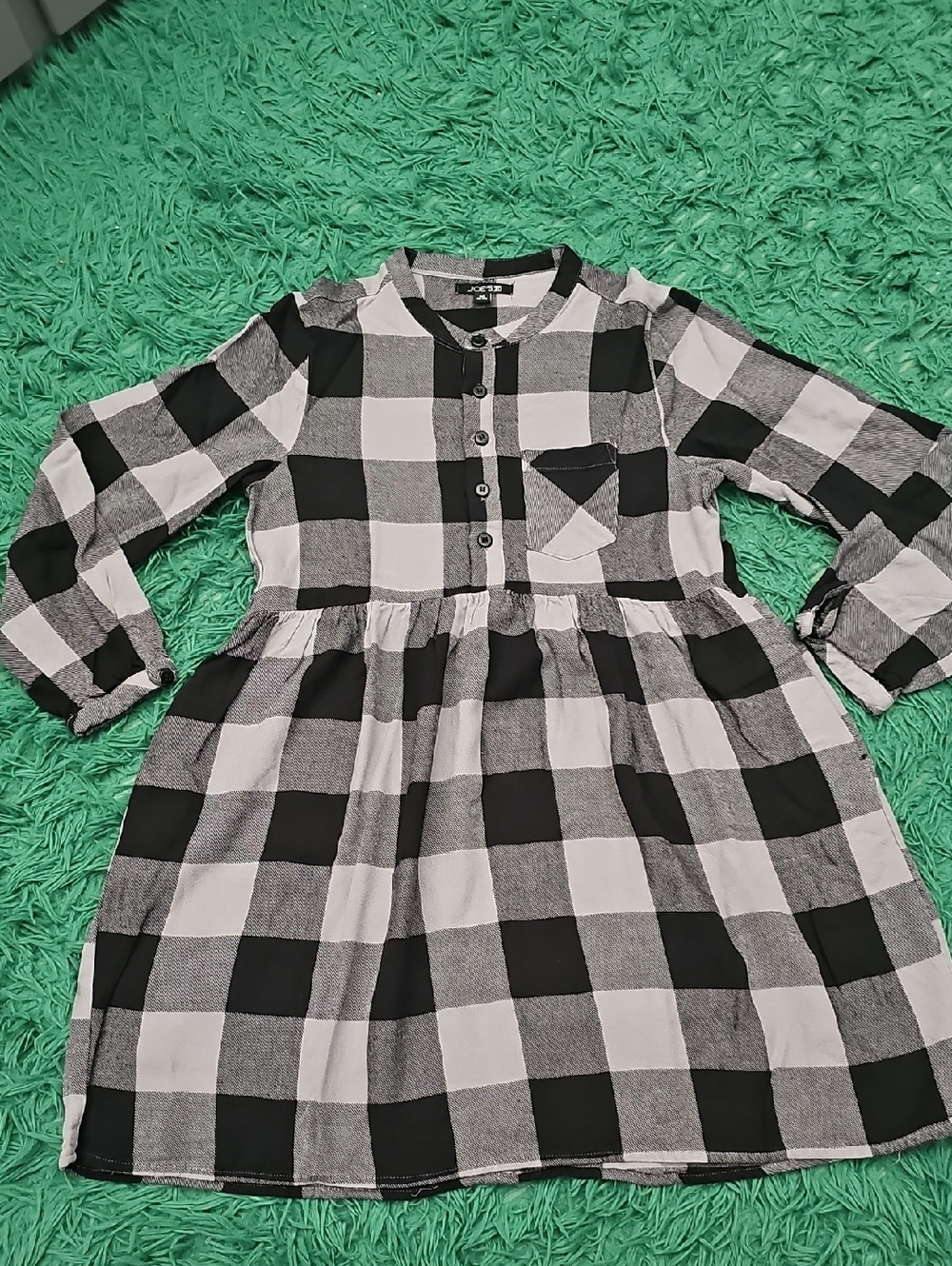 Joe's Jeans Black & White Buffalo Check Button-Front Dress